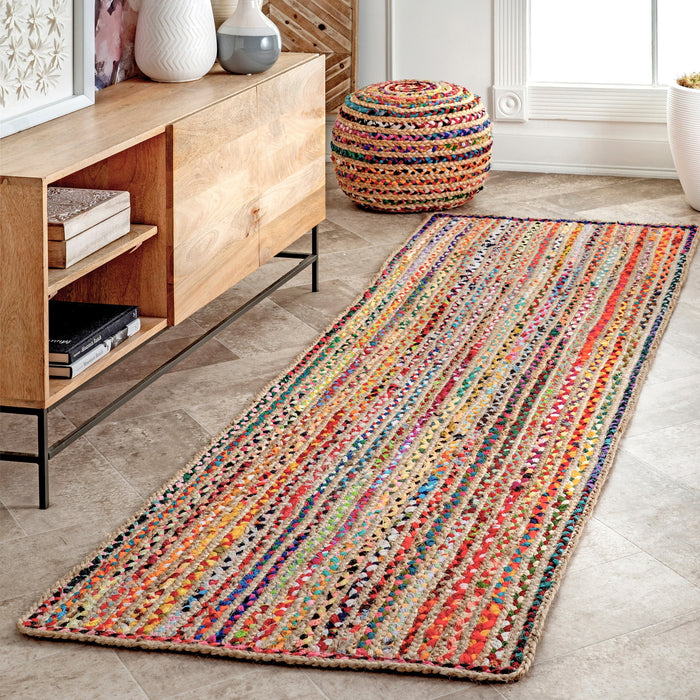 Multicolor Braided Jute Area Rug 120 cm x 180 cm