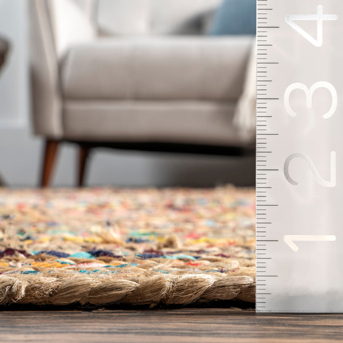 Multicolor Braided Jute Area Rug 120 cm x 180 cm