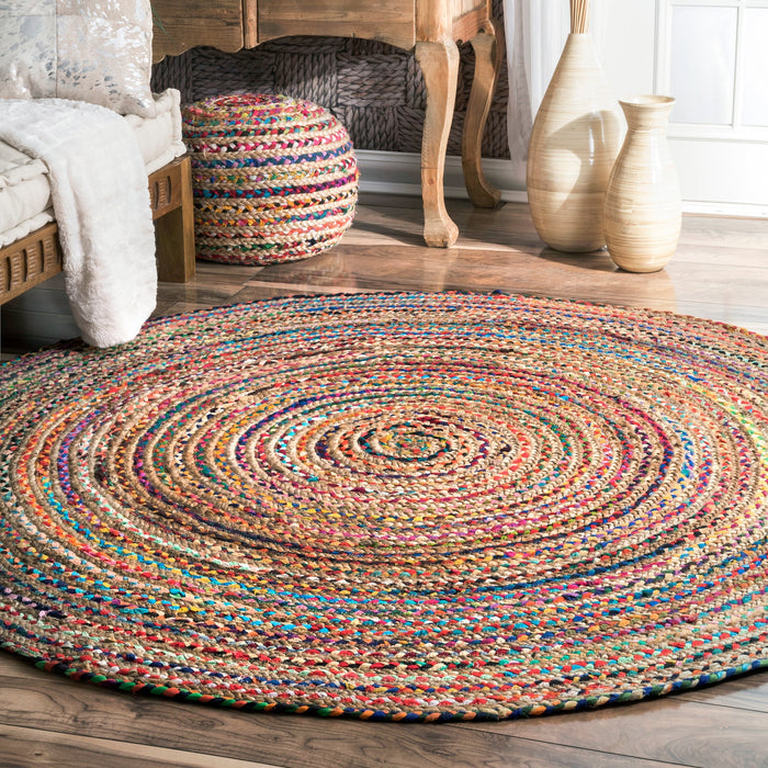 Multicolor Braided Jute Area Rug 120cm x 180cm