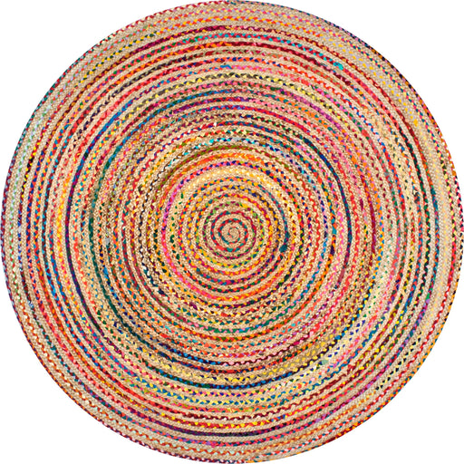 Multicolor Braided Jute Area Rug 120cm x 180cm