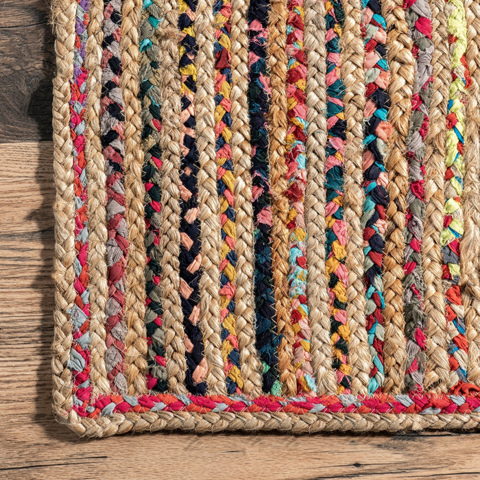 Multicolor Braided Jute Area Rug 90x150 cm