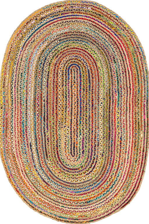 Multicolor Braided Jute Area Rug for Home Decor