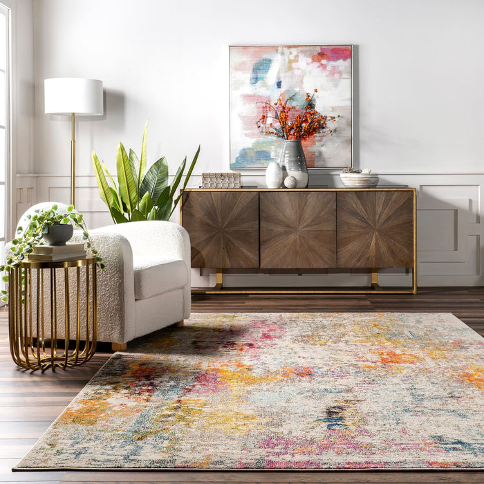 Multicolor Clouded Impressionism Area Rug for Kids Room