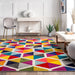 Multicolor Honeycomb Area Rug for Kids and Playrooms