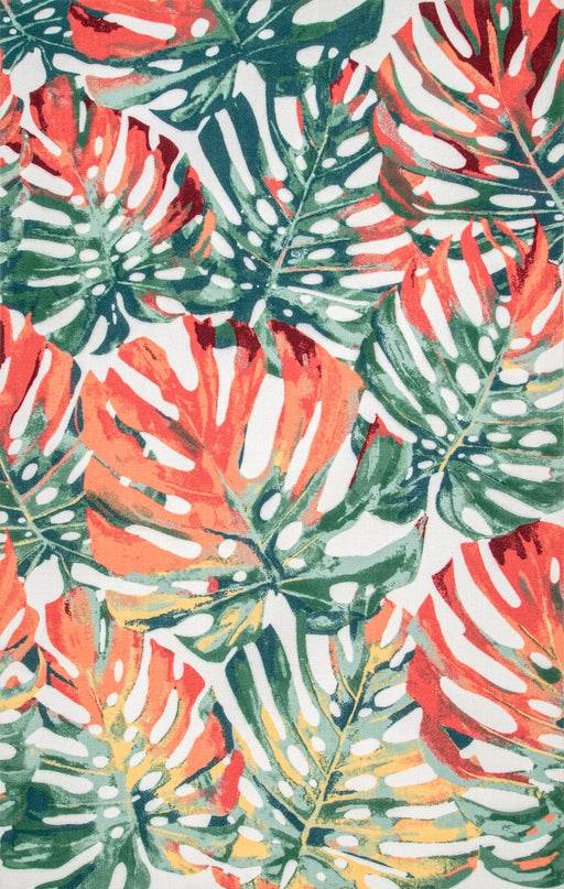 Multicolor Leaf Pattern Area Rug for Indoor and Outdoor Use