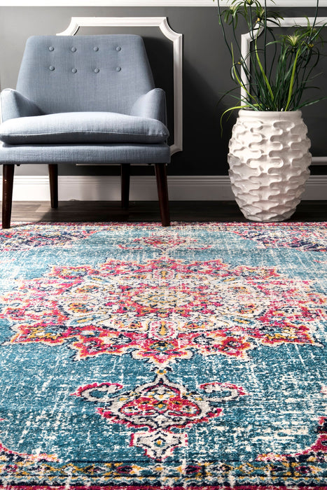 Multicolor Medallion Area Rug for High Traffic Spaces