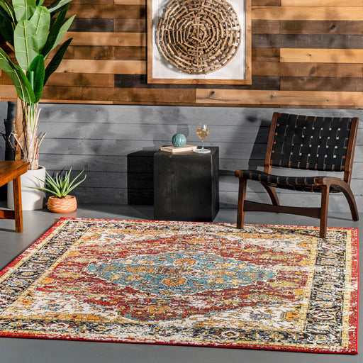 Multicolor Medallion Rug for Indoor and Outdoor Use