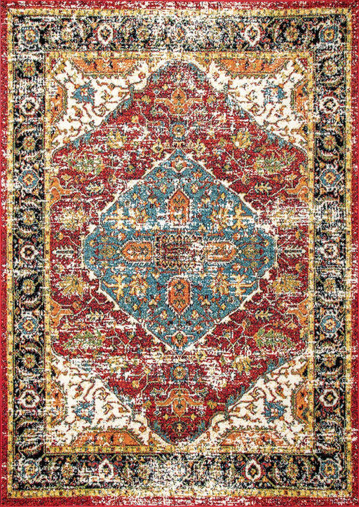 Multicolor Medallion Rug for Indoor and Outdoor Use