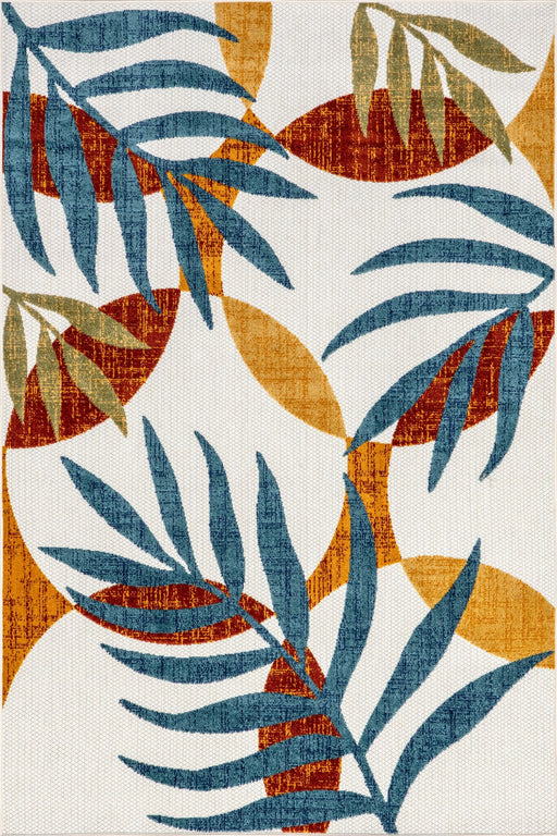 Multicolor Palm Leaf Area Rug For Indoor Outdoor Use