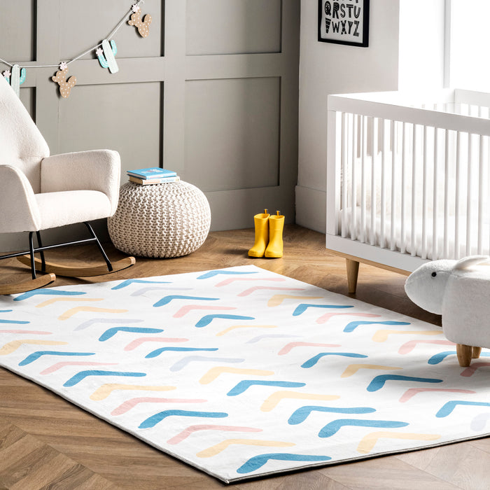 Veelkleurig pastelkleurig Chevron vloerkleed voor de kinderkamer 120x180 cm