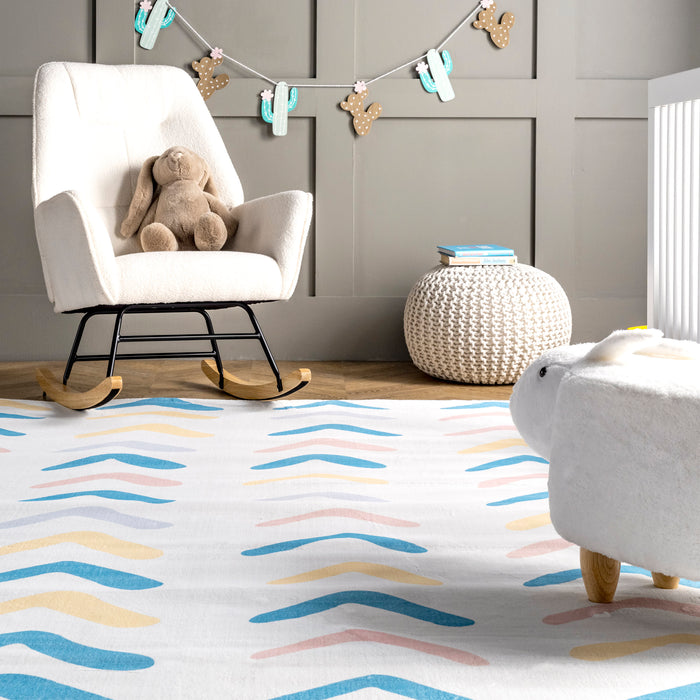 Veelkleurig pastelkleurig Chevron vloerkleed voor de kinderkamer 120x180 cm