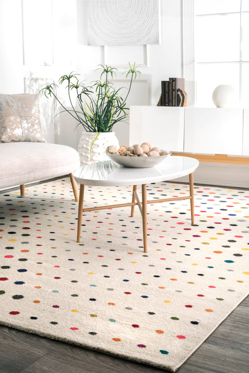 Multicolor Polka Dot Area Rug for Nursery and Home Decor