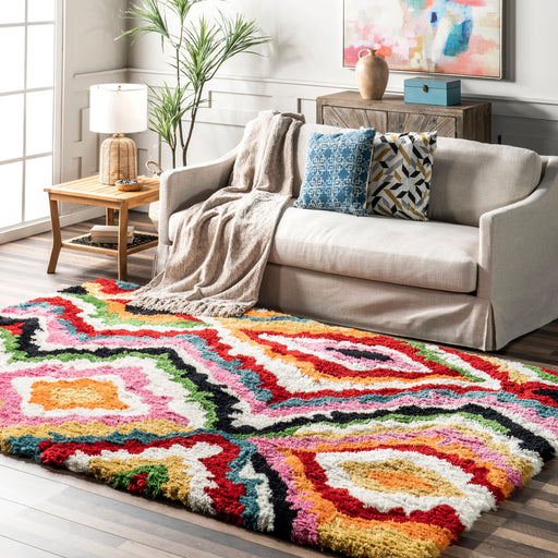Multicolor Shag Area Rug for Bohemian and Coastal Decor