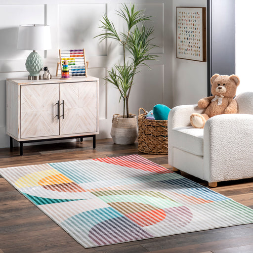 Multicolor Striped Washable Area Rug for Home Decor