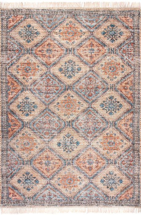 Multicolor Trellis Tassel Area Rug 120x180 cm