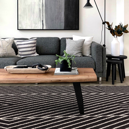 Muse Black Linear Rug MU10