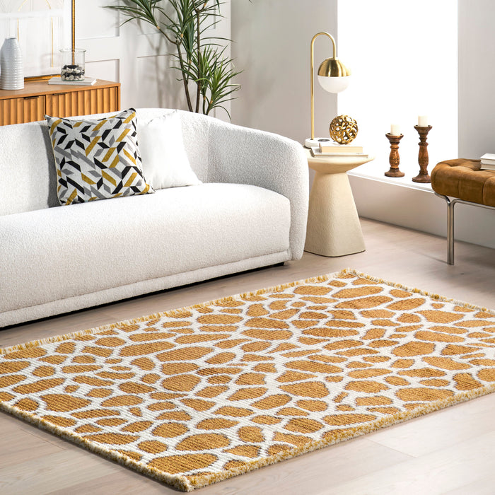Mustard Giraffe Spots Area Rug for Nursery and Playroom