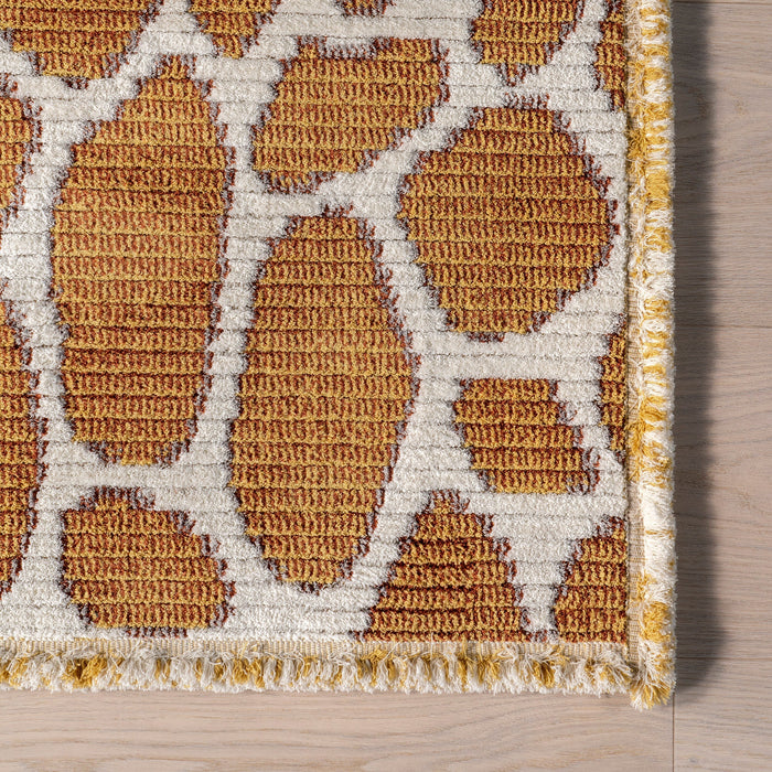 Mustard Giraffe Spots Area Rug for Nursery and Playroom