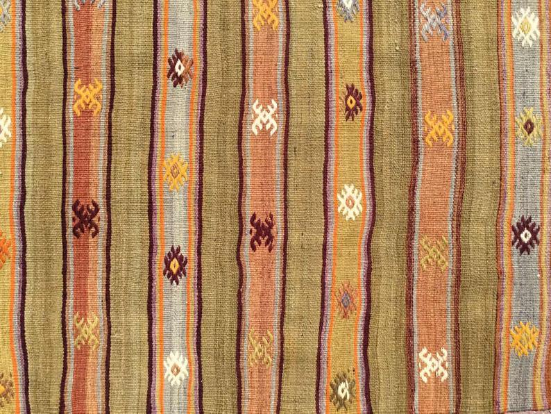 Mustard Striped Vintage Kilim Rug 277cm x 160cm