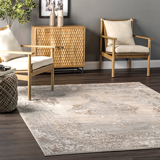 Muted Medallion Area Rug 150x230 cm Beige