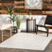 Myra Trellis Textured Grey Area Rug For Indoor Outdoor Use