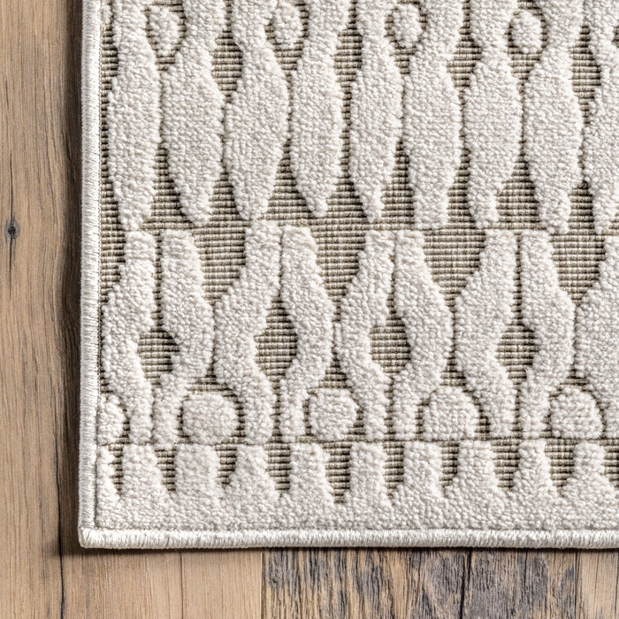 Myra Trellis Textured Grey Area Rug For Indoor Outdoor Use