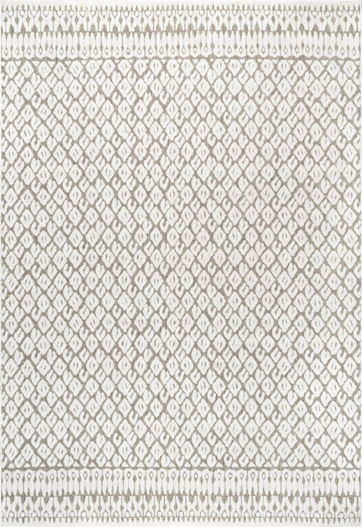 Myra Trellis Textured Grey Area Rug For Indoor Outdoor Use
