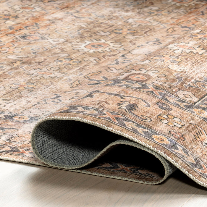 Myrtle Machine Washable Vintage Area Rug in Taupe 160x230 cm