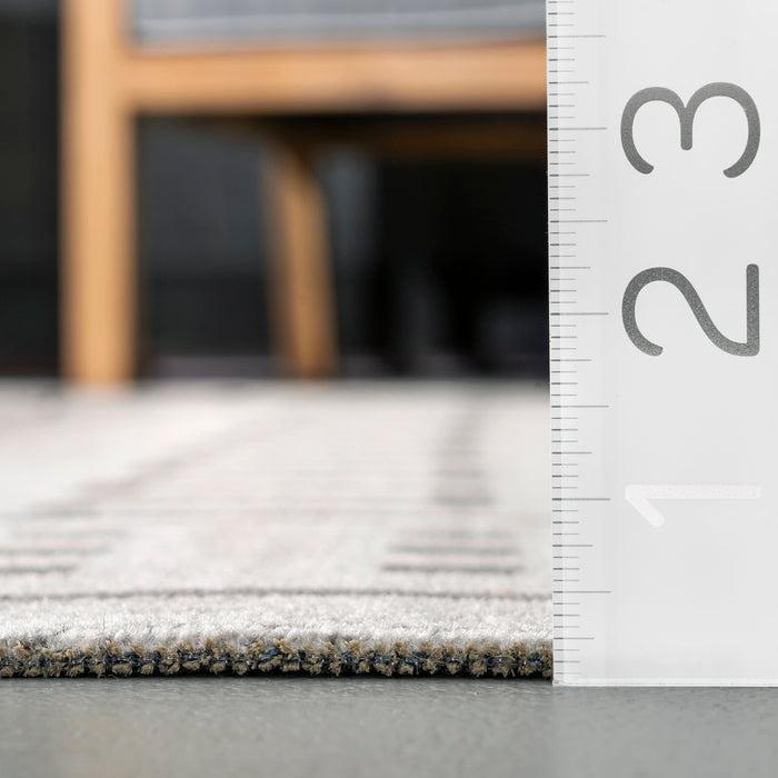 Native Area Rug With Tassels For Indoor Outdoor Use Light Grey