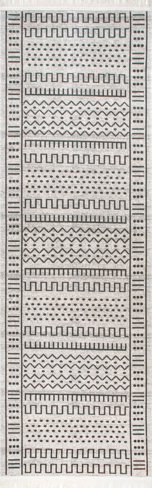 Native Area Rug With Tassels For Indoor Outdoor Use Light Grey