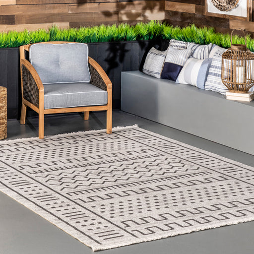 Native Design Area Rug With Tassels Light Grey 140x200 cm
