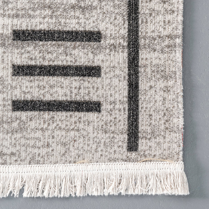 Native Design Area Rug With Tassels Light Grey 140x200 cm