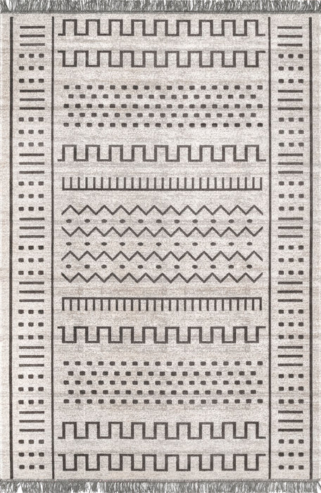 Native Design Area Rug With Tassels Light Grey 140x200 cm