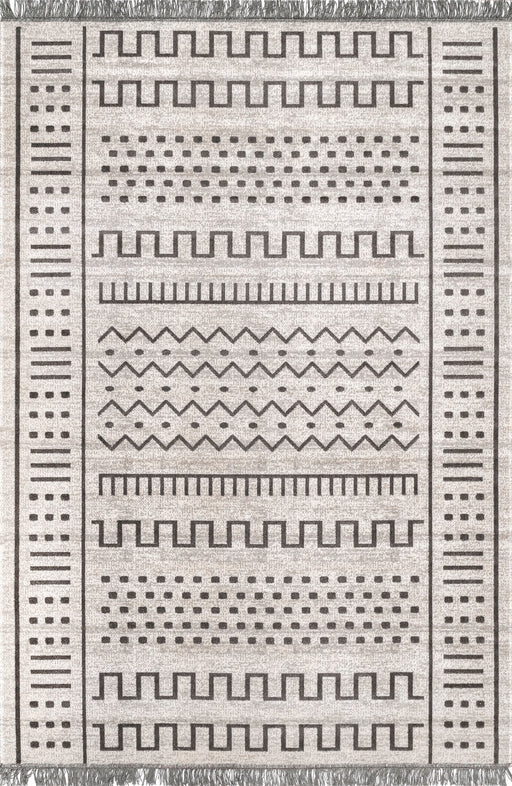 Native Design Area Rug With Tassels Light Grey 140x200 cm