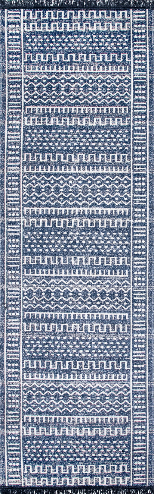 Tappeto nativo per esterni con nappe, 153 cm x 229 cm, blu scuro