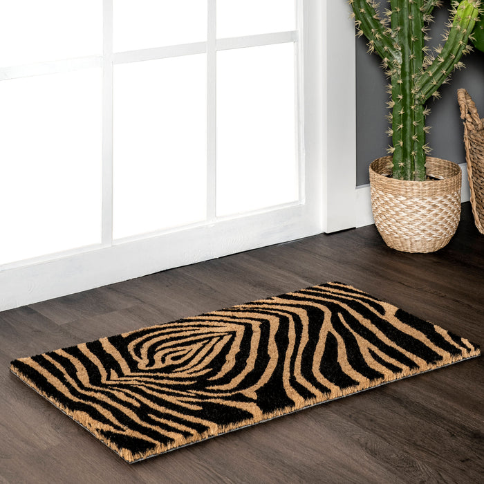 Natural Coir Doormat with Zebra Stripes 45x75 cm