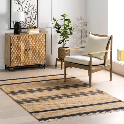 Natural Fiber Striped Fringe Area Rug 120x180 cm