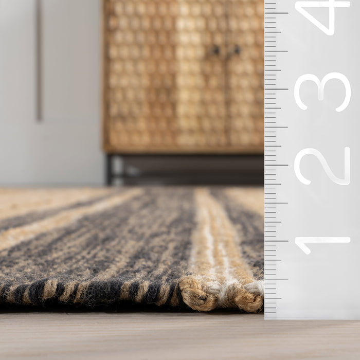 Natural Fiber Striped Fringe Area Rug 120x180 cm