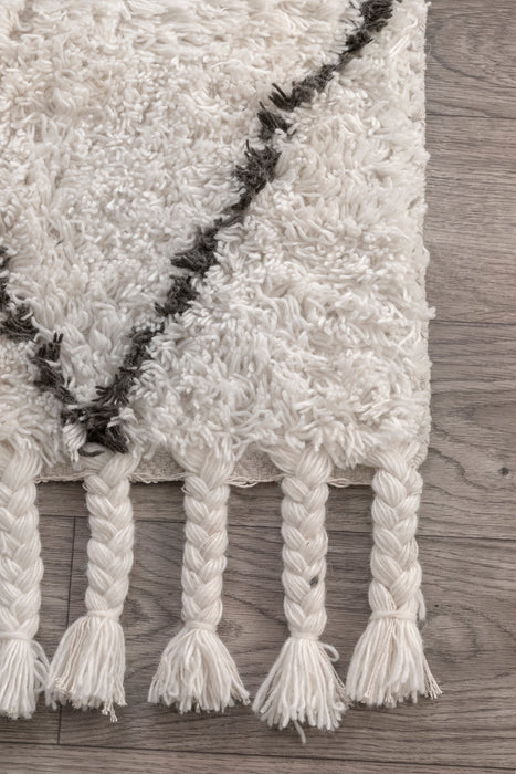 Natural Hand Knotted Wool Shag Rug 120x180 cm