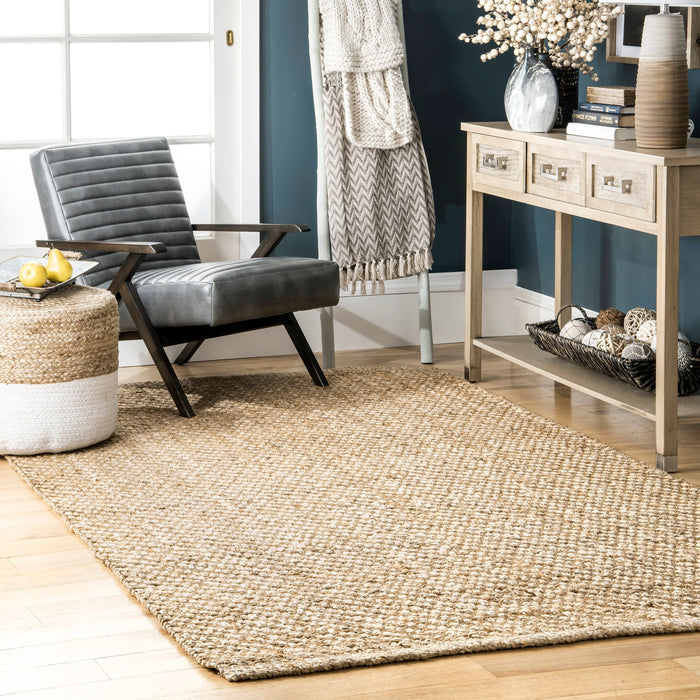 Natural Handwoven Jute Area Rug 160cm Durable Design