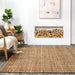 Naturel handgeweven jute geribbeld vloerkleed 120 cm rond