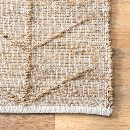 Natural Jute Area Rug With Arrow And Diamond Design