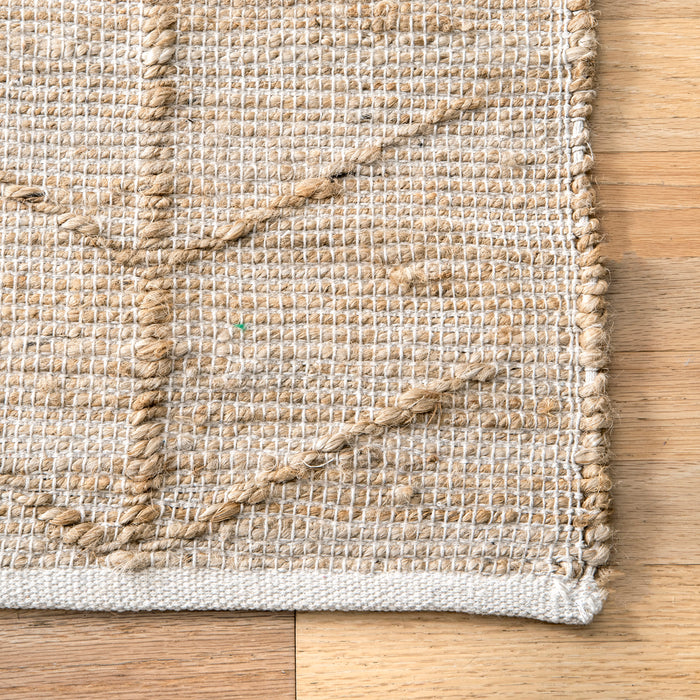 Natural Jute Area Rug With Arrow And Diamond Design