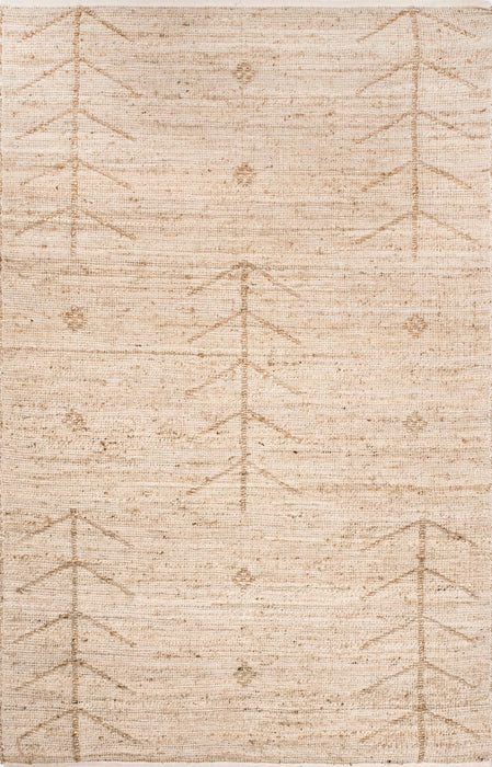 Natural Jute Area Rug with Arrow and Diamond Pattern