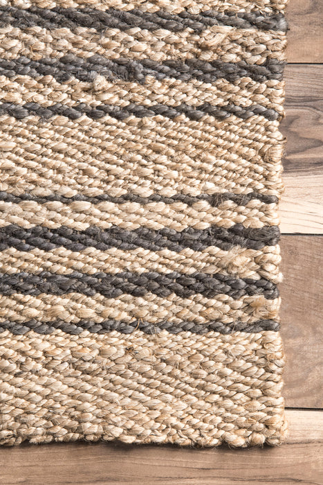 Vloerkleed van naturel jute met strepen - Sycamore Design