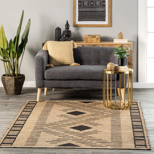 Natural Jute Geometric Area Rug 120cm