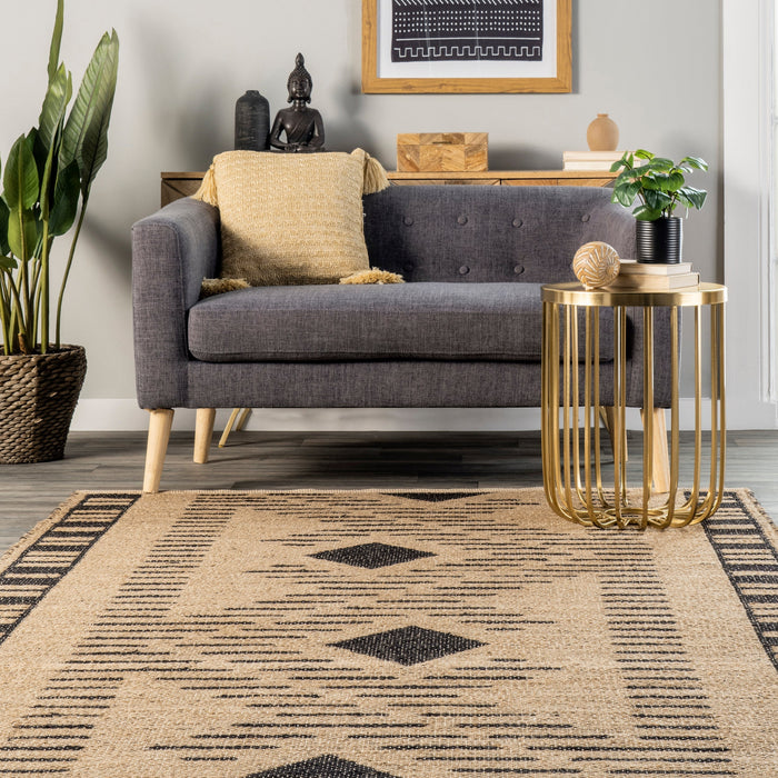 Natural Jute Geometric Area Rug 120cm