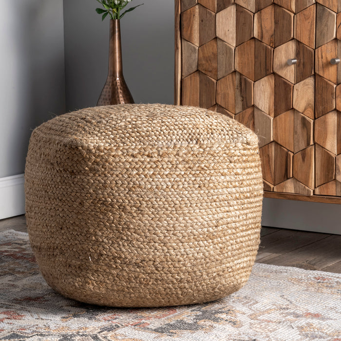 Natural Jute Pouf for Extra Seating or Footrest