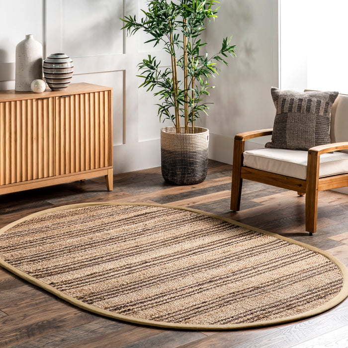 Natural Jute Striped Area Rug 150 x 240 cm