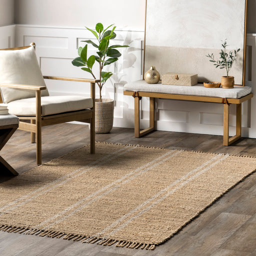 Natural Jute Striped Area Rug 150cm for Home Décor